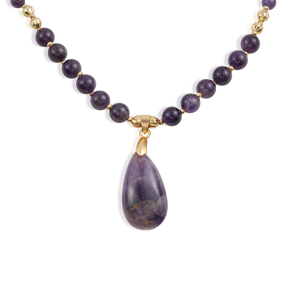 Halskette aus goldplattierter Legierung mit Amethyst 8 