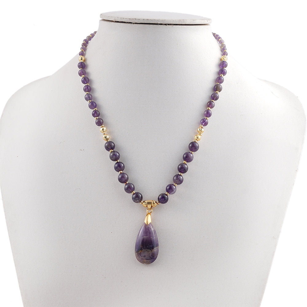 Halskette aus goldplattierter Legierung mit Amethyst 6 