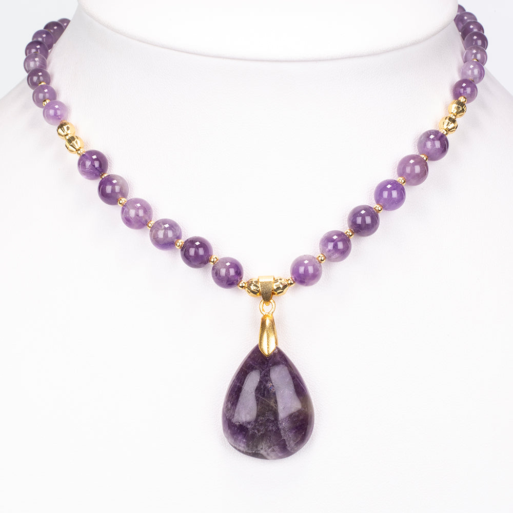 Halskette aus goldplattierter Legierung mit Amethyst 2 