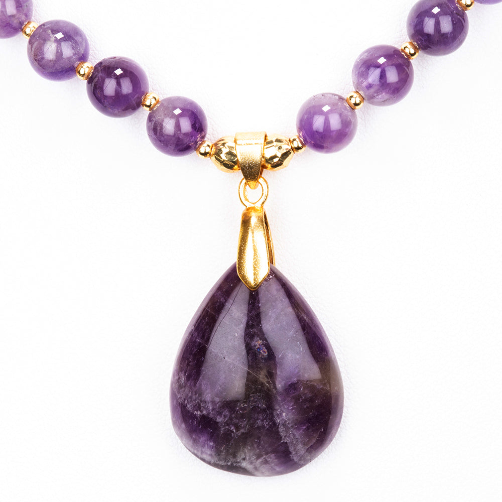 Halskette aus goldplattierter Legierung mit Amethyst