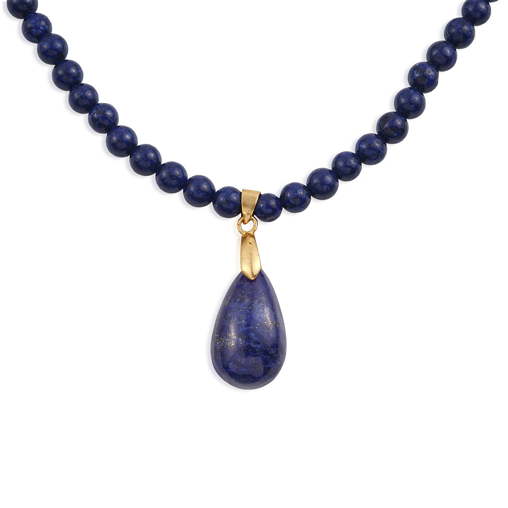 Halskette aus goldplattierter Legierung mit Lapislazuli