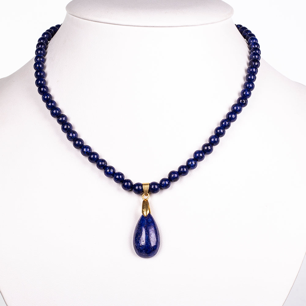 Halskette aus goldplattierter Legierung mit Lapislazuli 1 