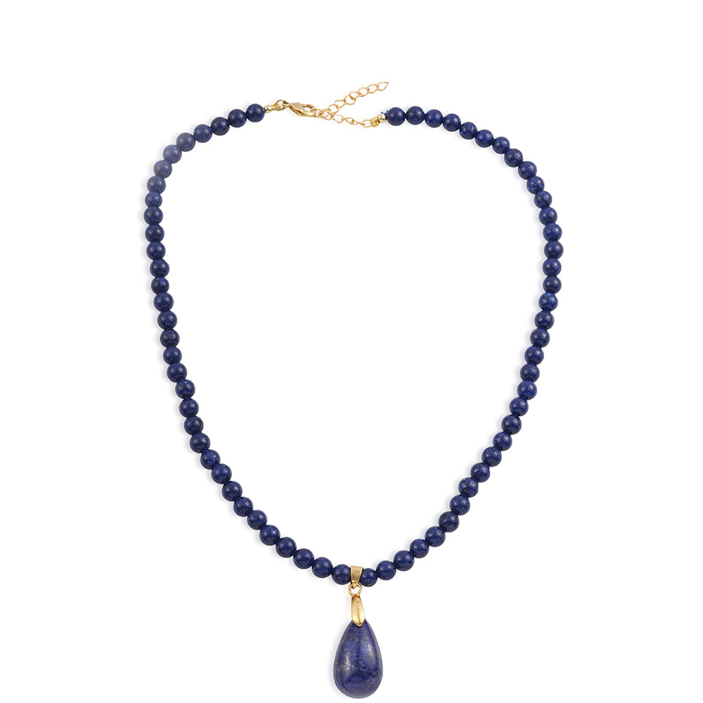 Halskette aus goldplattierter Legierung mit Lapislazuli