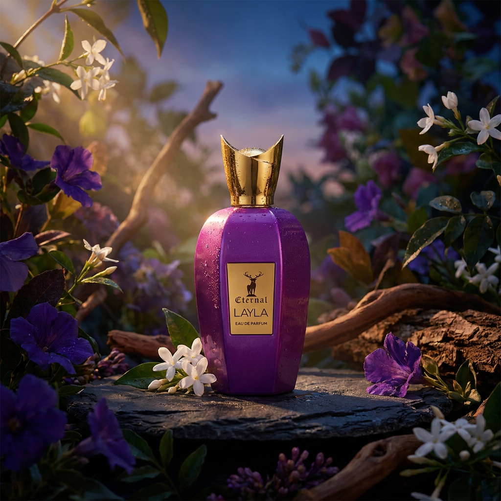 100 ml Eau de Perfume Oriental LAYLA (TOP: GREEN NOTES, FRUITY NOTES, JASMINE; MIDDLE: CEDARWOOD, PATCHOULI, CASHMERE, COUMARIN; BASE: WHITE MUSK, AMBER NOTES, TOBACCO, MUSKY NOTES, VANILLA) 3 