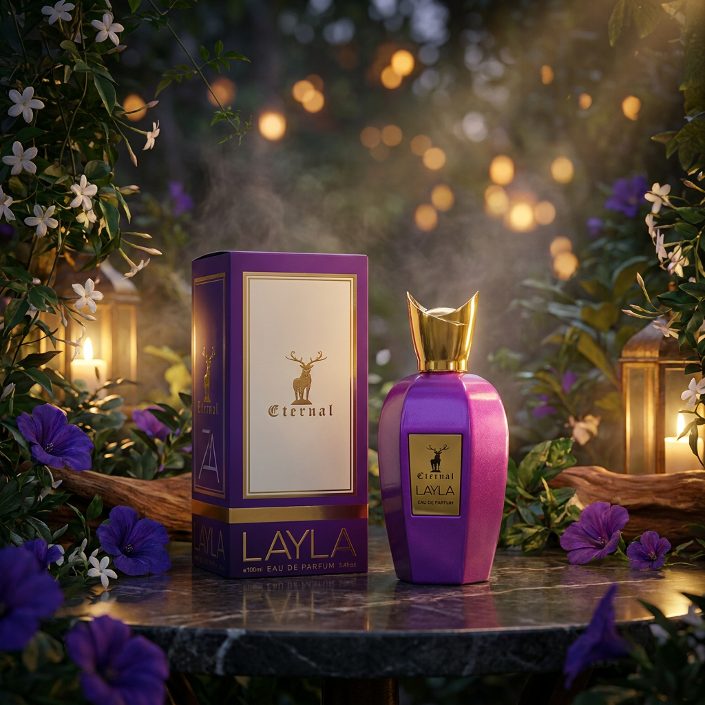 100 ml Eau de Perfume Oriental LAYLA (TOP: GREEN NOTES, FRUITY NOTES, JASMINE; MIDDLE: CEDARWOOD, PATCHOULI, CASHMERE, COUMARIN; BASE: WHITE MUSK, AMBER NOTES, TOBACCO, MUSKY NOTES, VANILLA) 4 