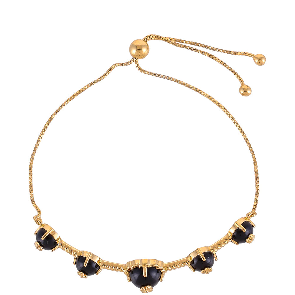 Goldplattiertes Silberarmband mit schwarzem Onyx 2 