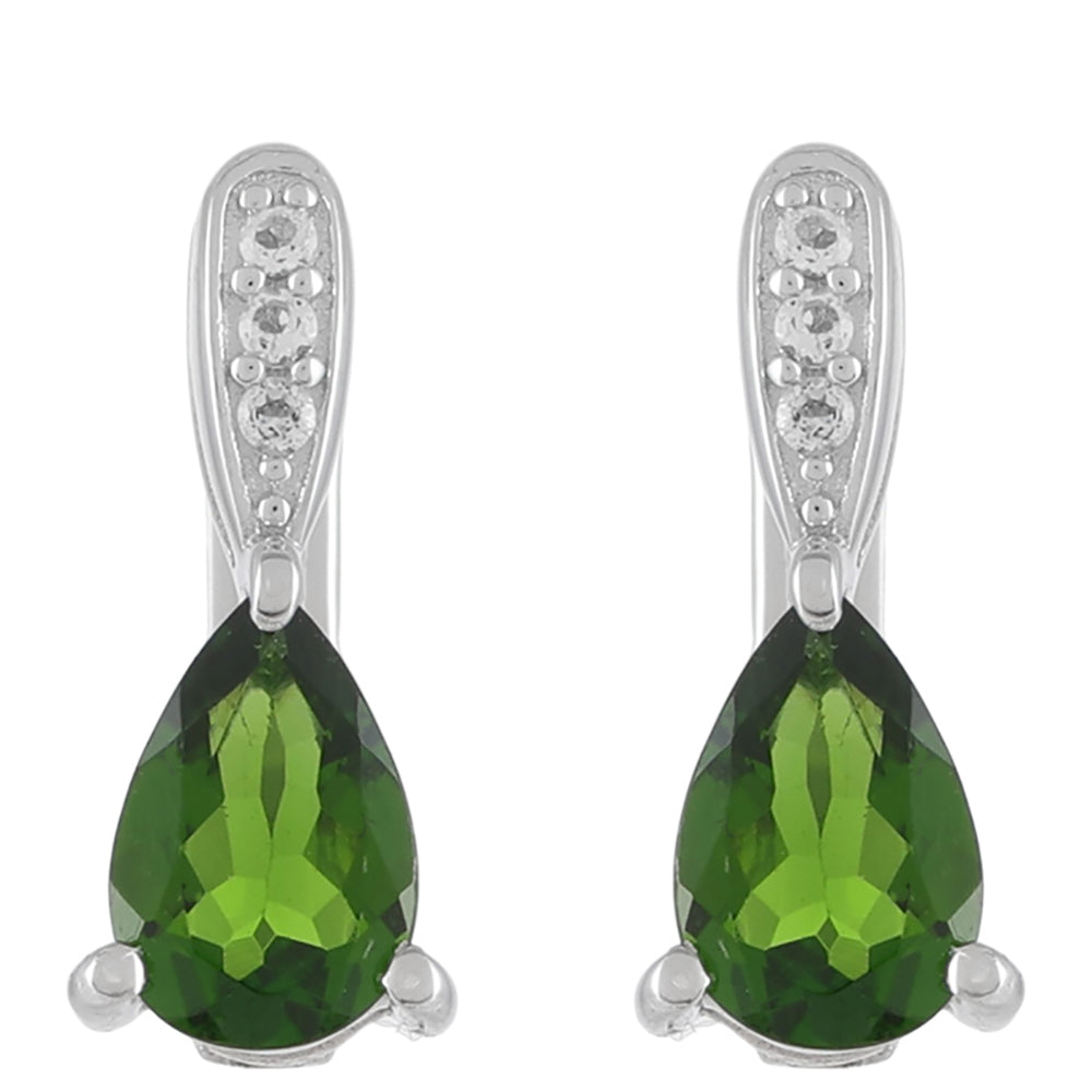 Silberohrringe mit Chromdiopsid und weißem Topas