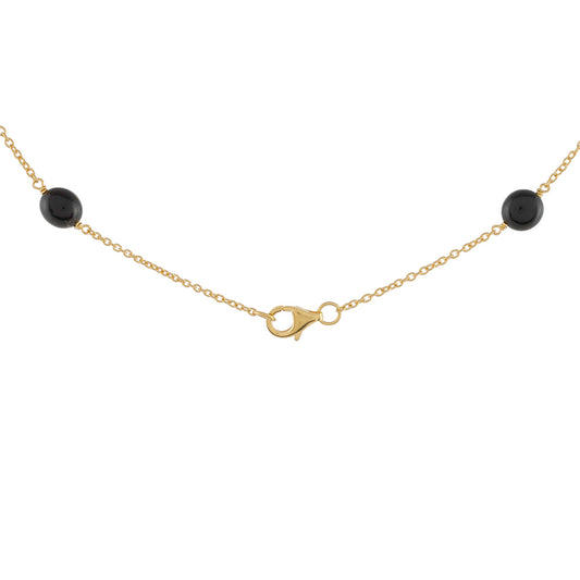 Goldplattierte Silberhalskette mit schwarzem Onyx