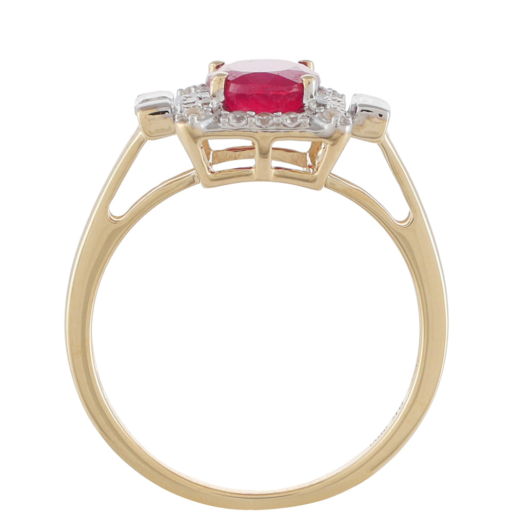 Goldring mit Thai Rubin und natürlichem Zirkon