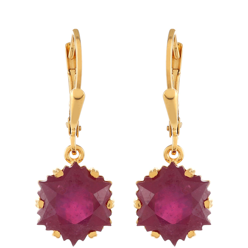 Goldplattierte Silberohrringe mit Thai Rubin 1 