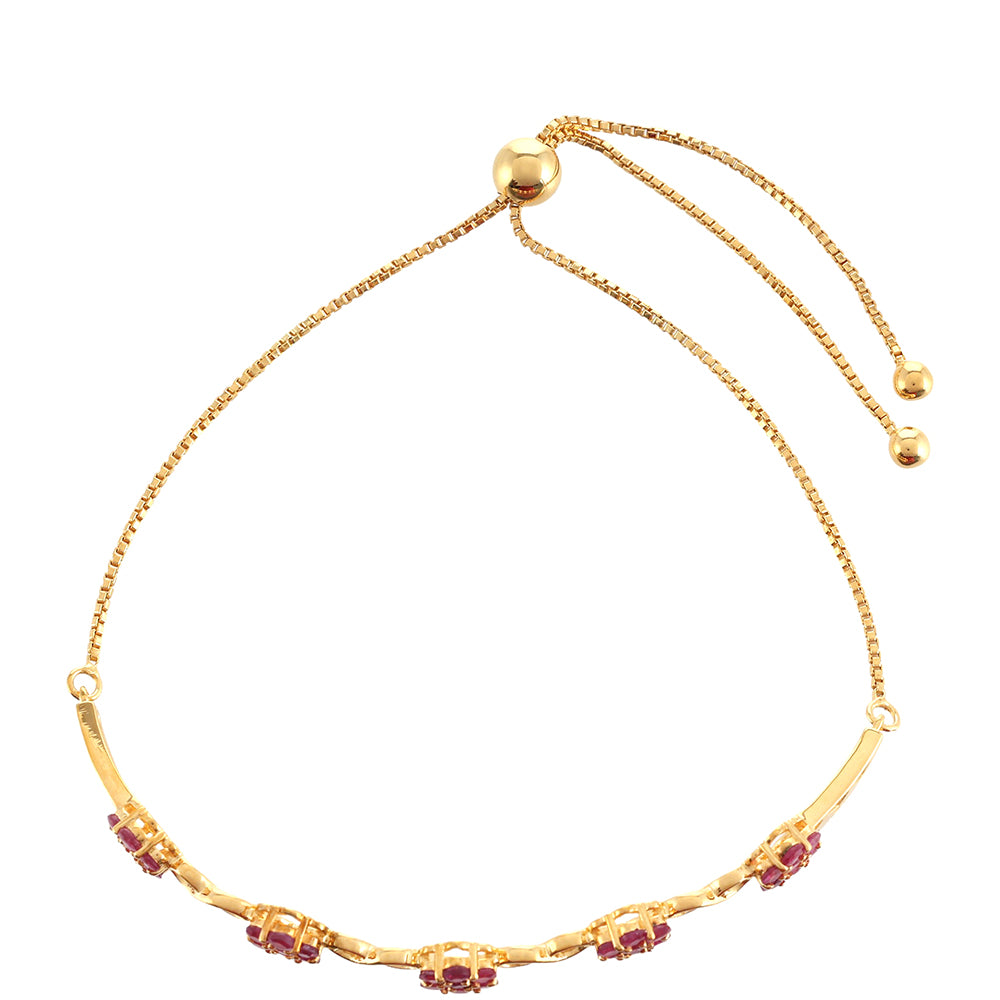 Goldplattiertes Silberarmband mit Thai Rubin und weißem Topas