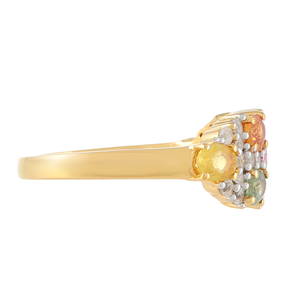 Goldplattierter Silberring mit Regenbogensaphir und weißem Topas 2 