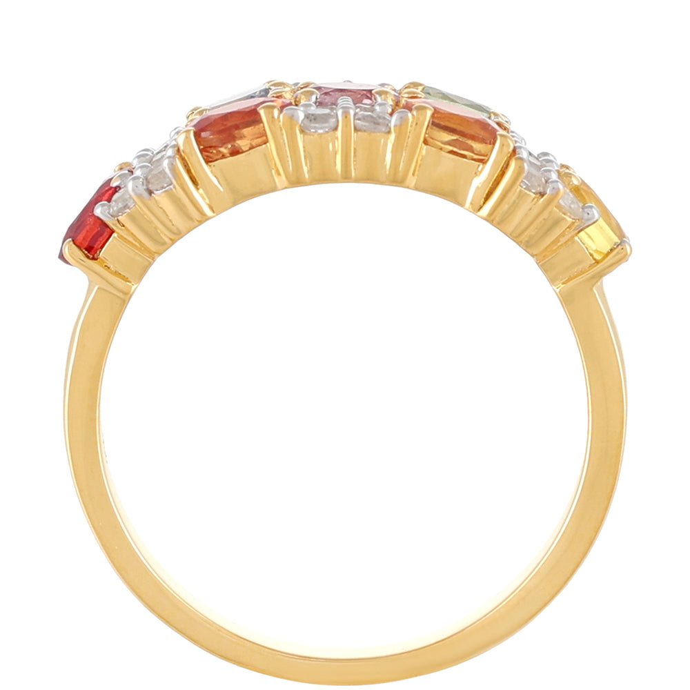 Goldplattierter Silberring mit Regenbogensaphir und weißem Topas 4 