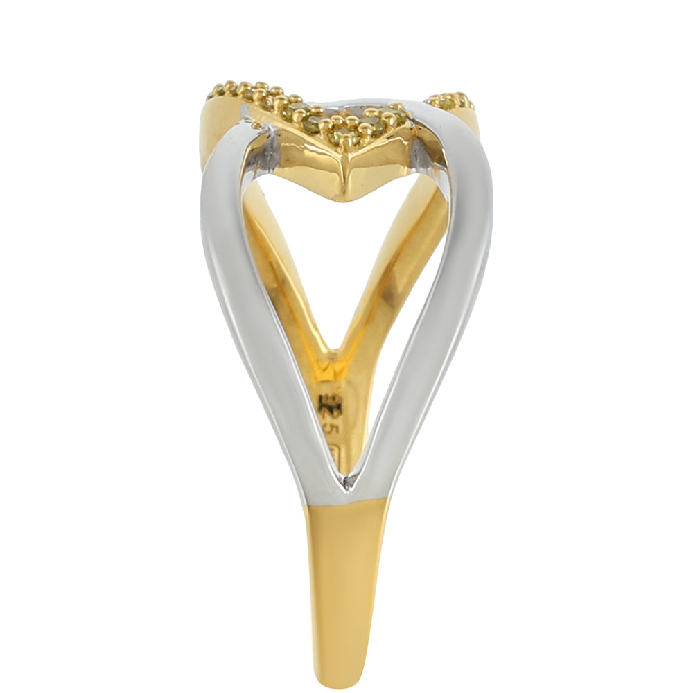 Goldplattierter Silberring mit Veroneser grüner Diamant