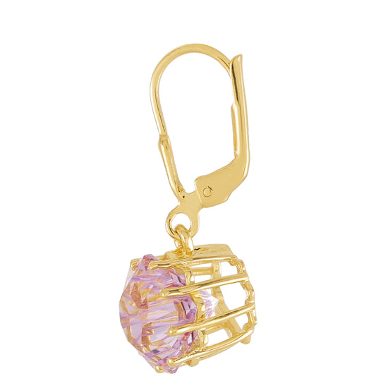 Goldplattierte Silberohrringe mit Rose De France Amethyst