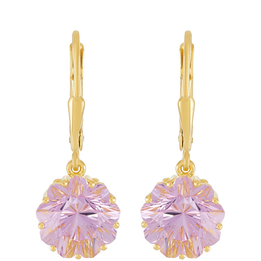Goldplattierte Silberohrringe mit Rose De France Amethyst