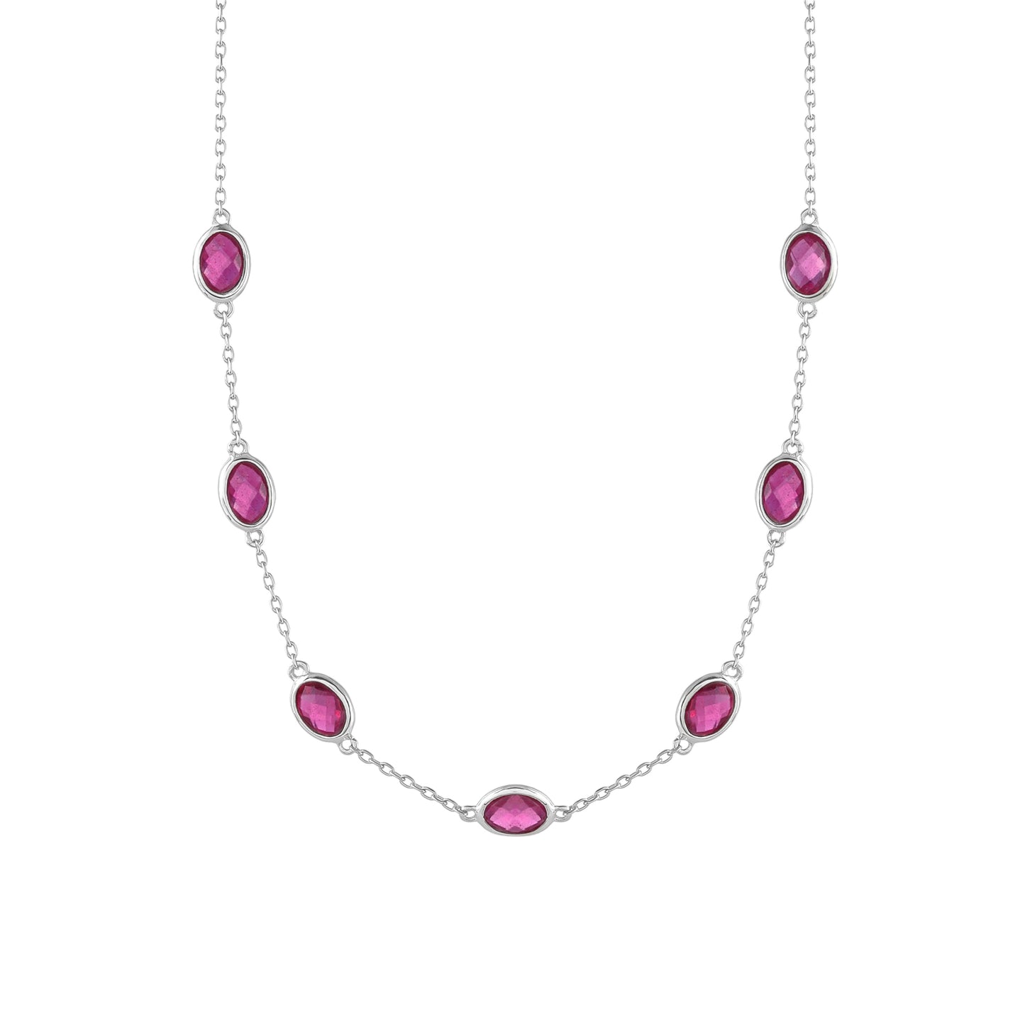 Silberhalskette mit Thai Rubin