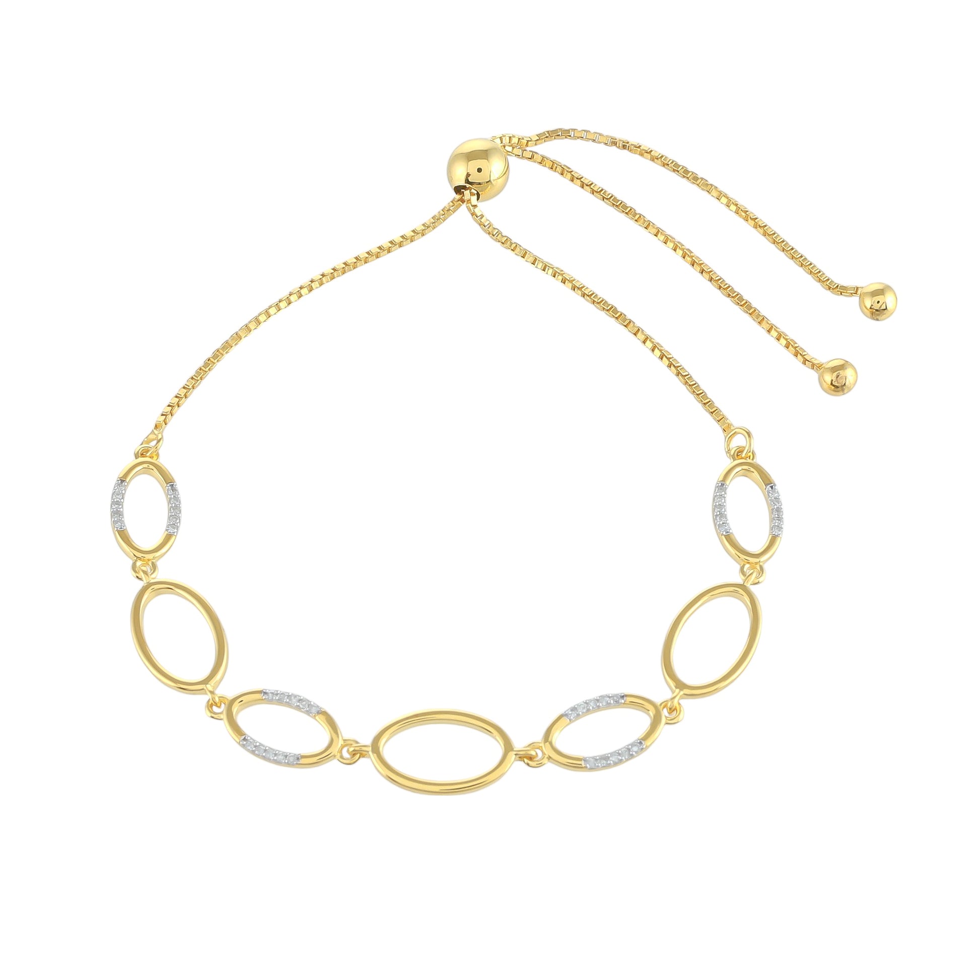 Goldplattiertes Silberarmband mit weißem Diamant 1 