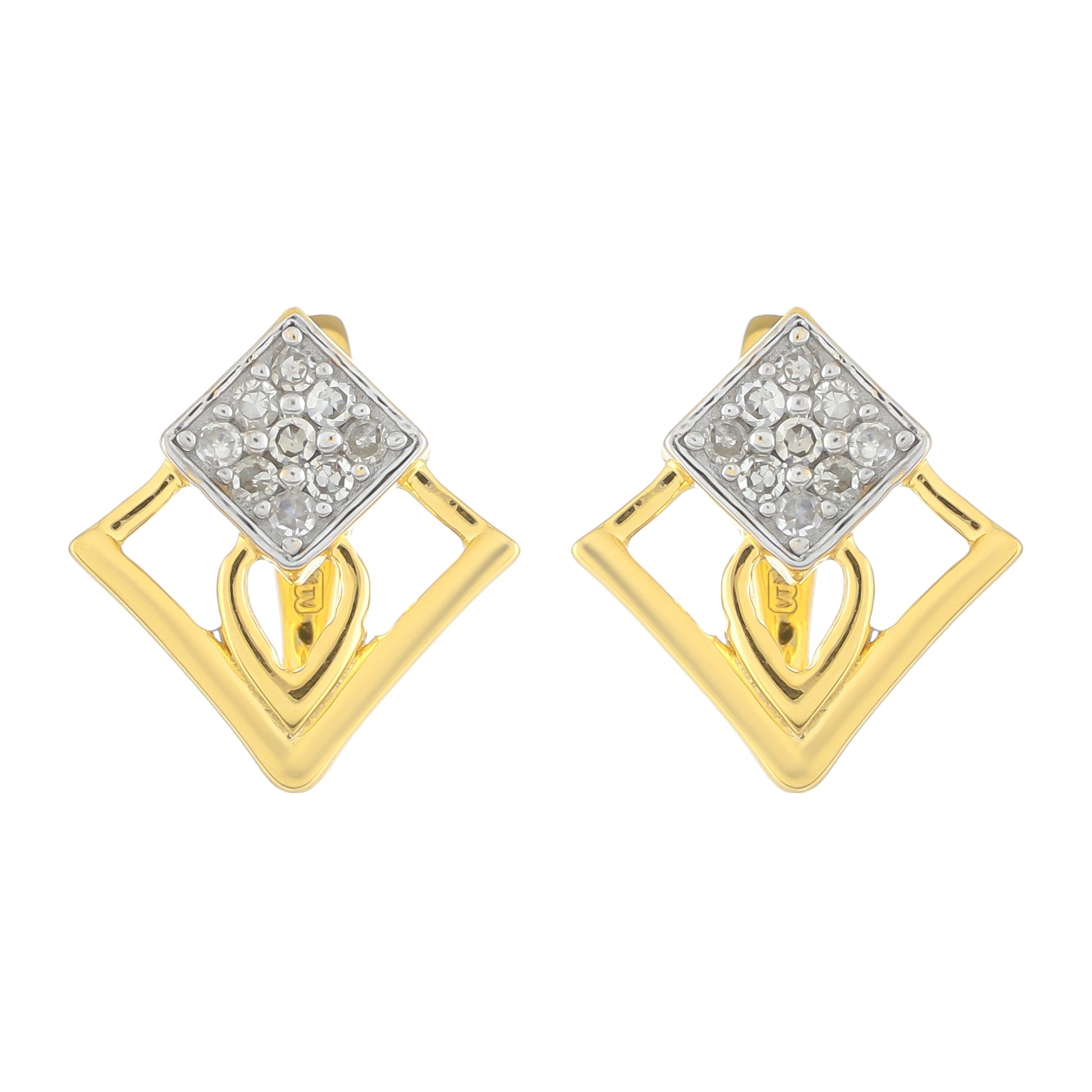 Goldplattierte Silberohrringe mit weißem Diamant 1 