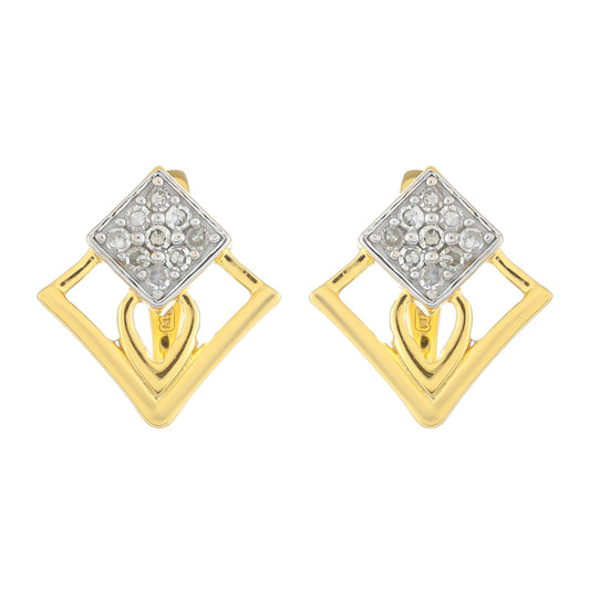 Goldplattierte Silberohrringe mit weißem Diamant