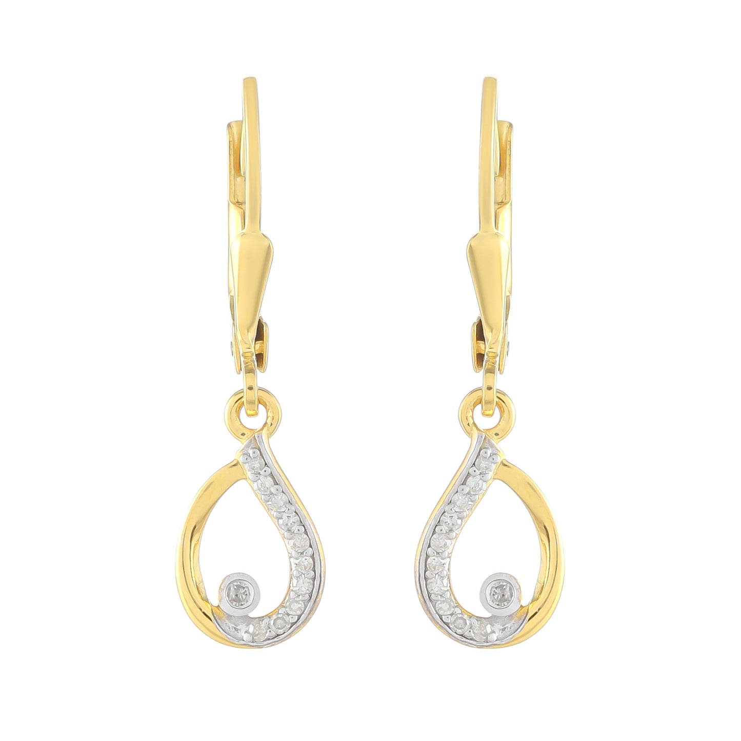 Goldplattierte Silberohrringe mit weißem Diamant