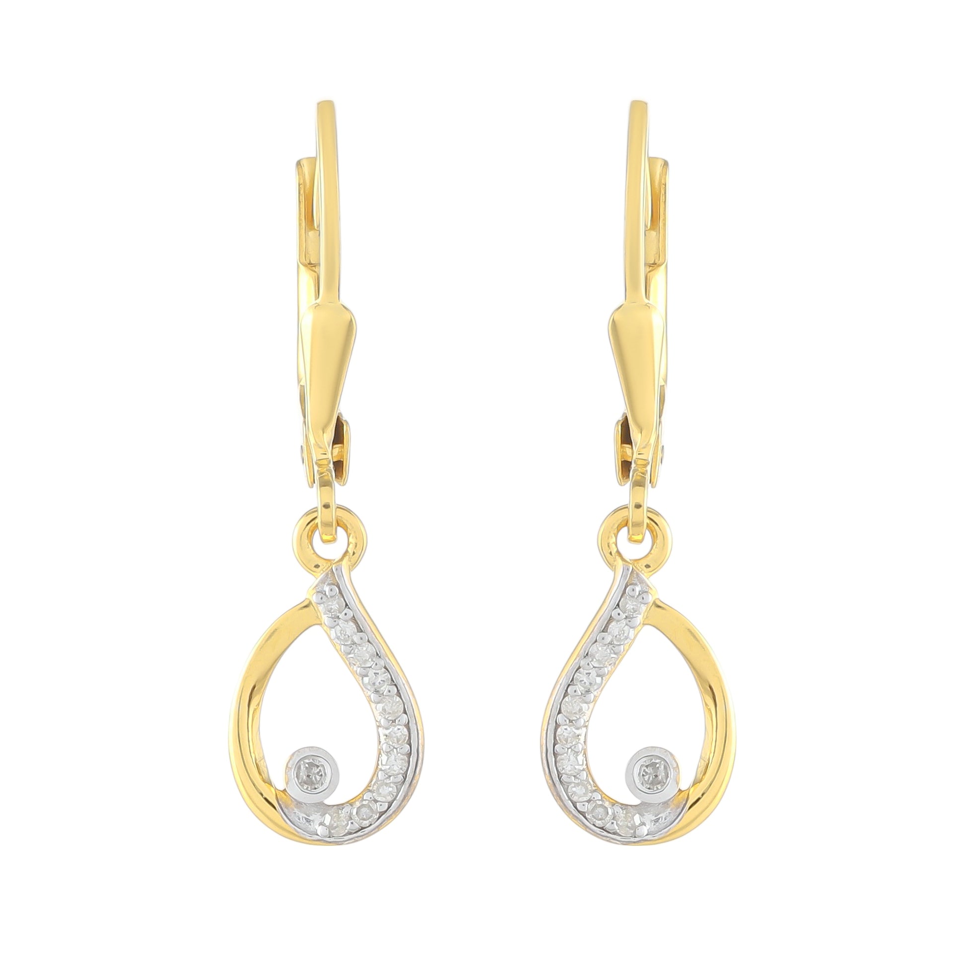 Goldplattierte Silberohrringe mit weißem Diamant 1 