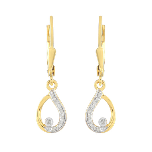 Goldplattierte Silberohrringe mit weißem Diamant