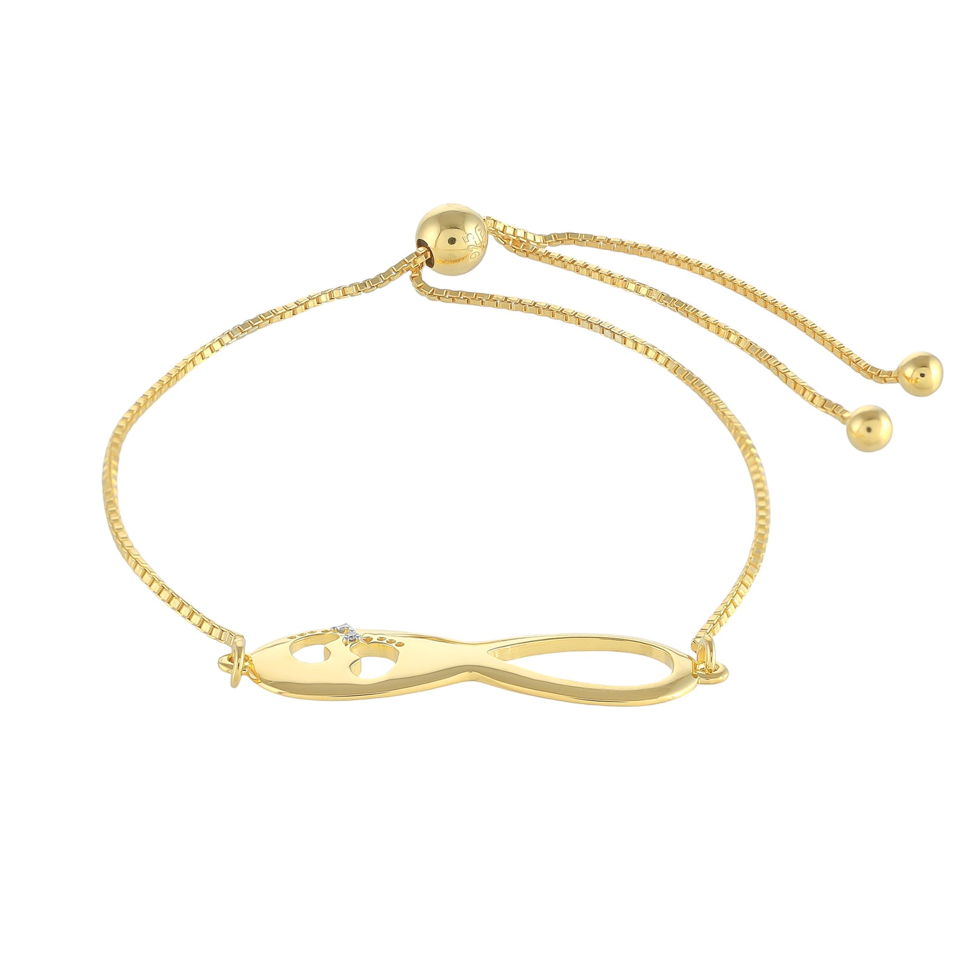 Goldplattiertes Silberarmband mit weißem Diamant 2 
