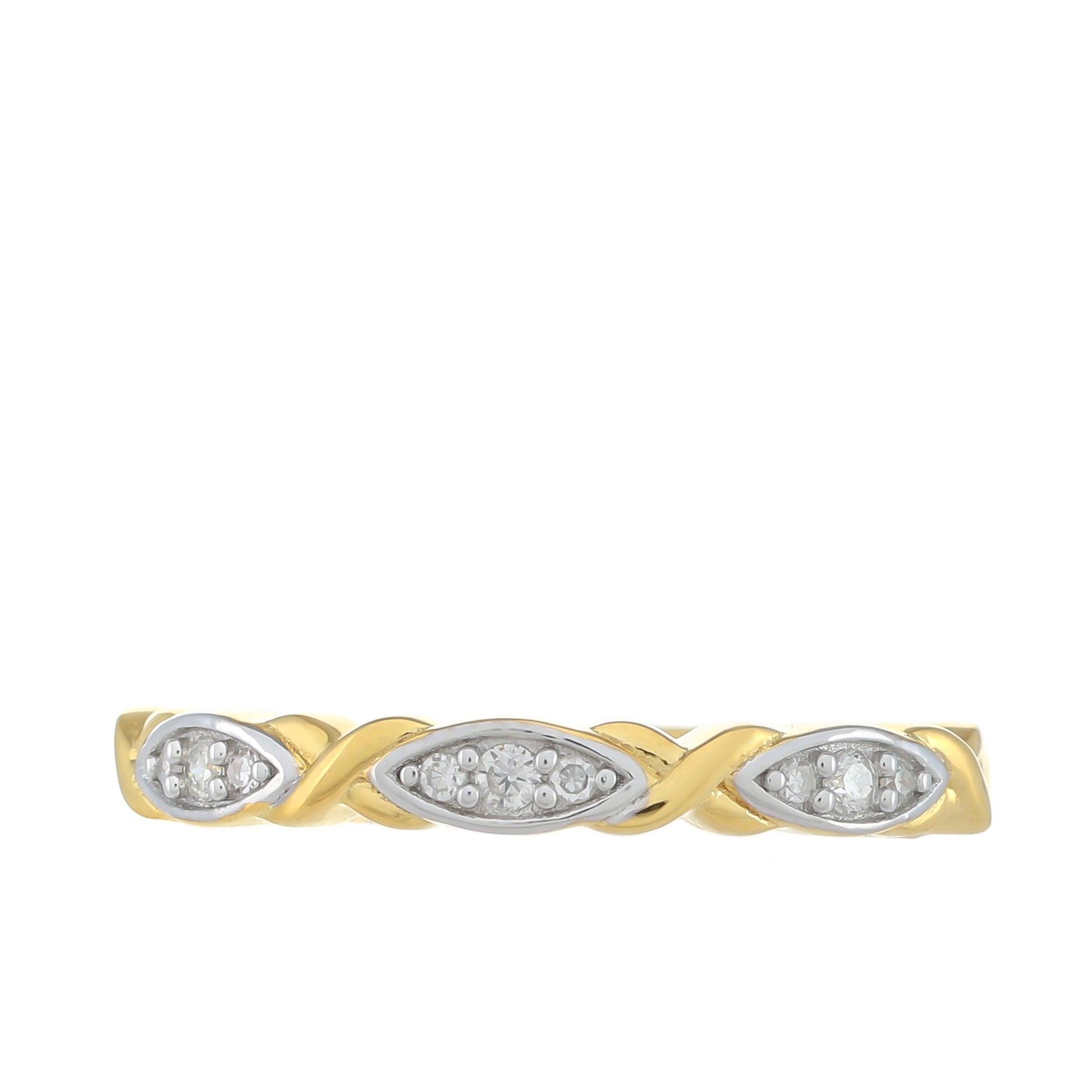 Goldplattierter Silberring mit weißem Diamant 1 