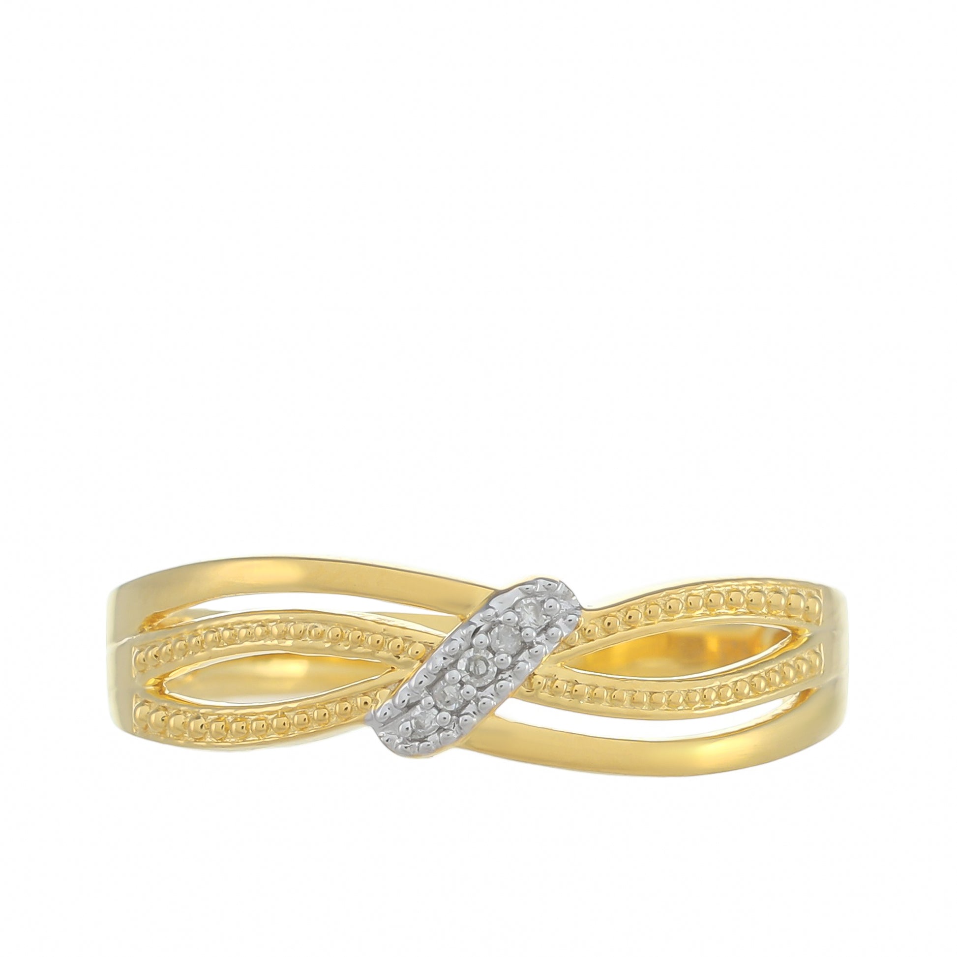 Goldplattierter Silberring mit weißem Diamant 1 