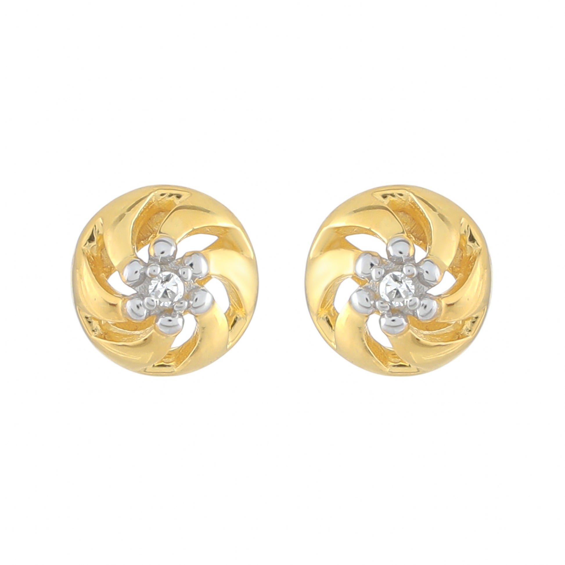 Goldplattierte Silberohrringe mit weißem Diamant 1 