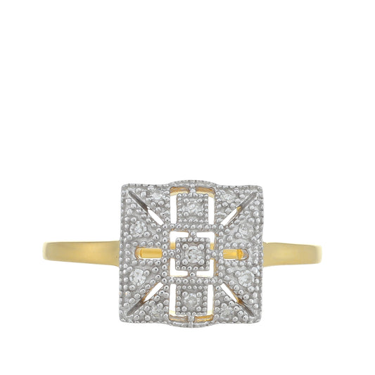 Goldplattierter Silberring mit weißem Diamant