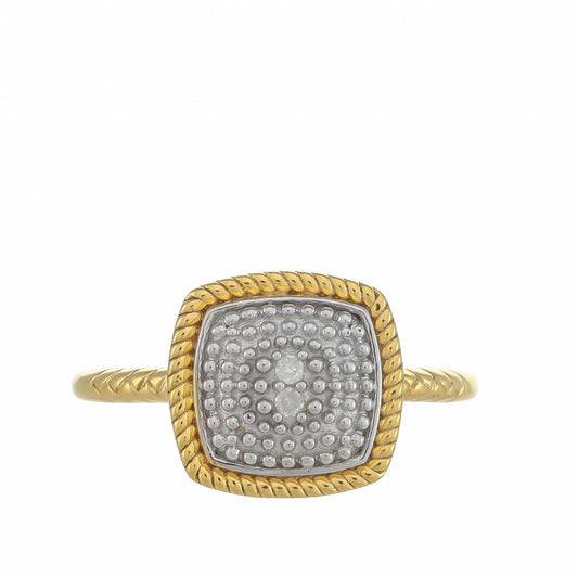 Goldplattierter Silberring mit weißem Diamant