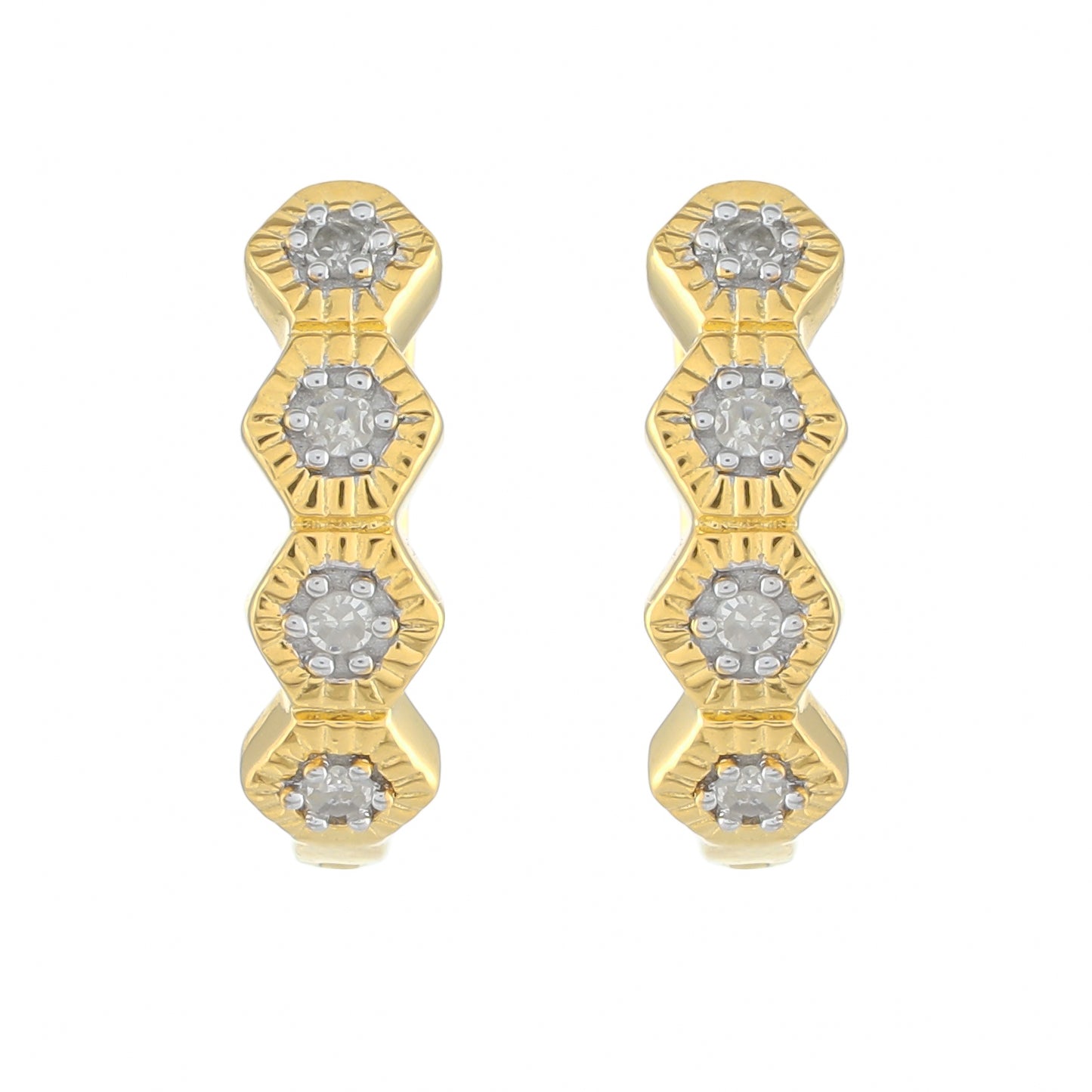 Goldplattierte Silberohrringe mit weißem Diamant