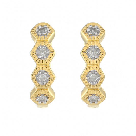 Goldplattierte Silberohrringe mit weißem Diamant