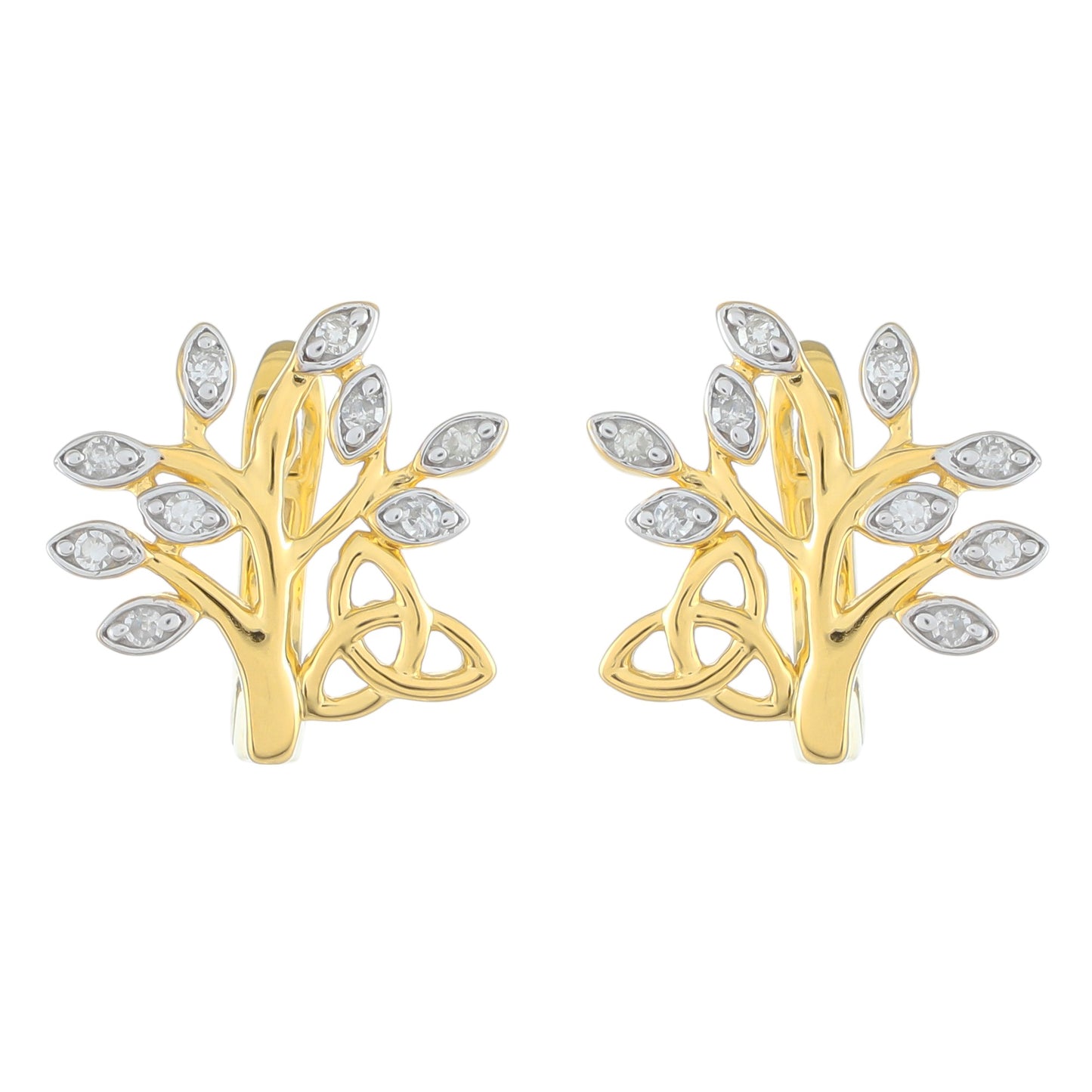 Goldplattierte Silberohrringe mit weißem Diamant