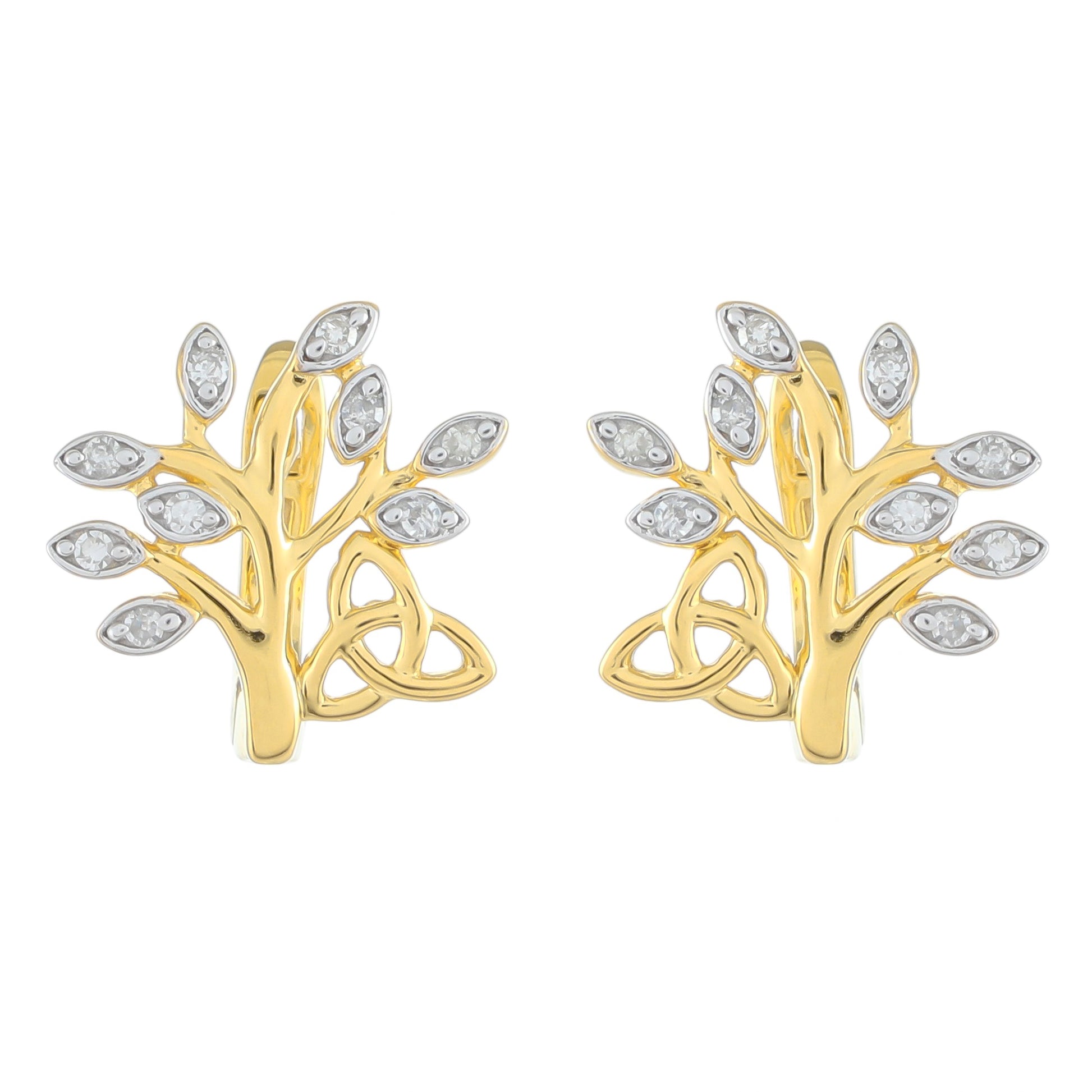 Goldplattierte Silberohrringe mit weißem Diamant 1 