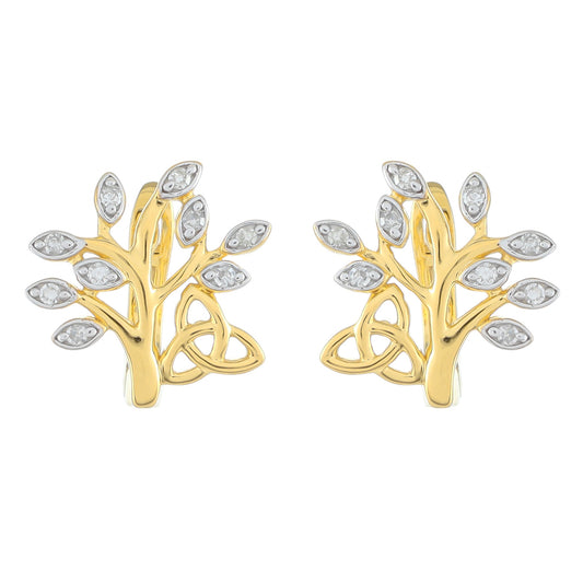 Goldplattierte Silberohrringe mit weißem Diamant