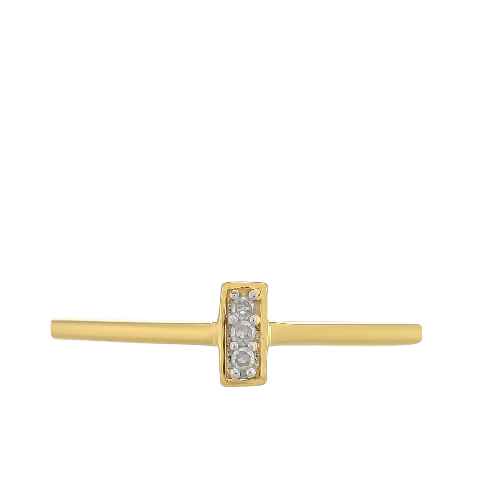 Goldplattierter Silberring mit weißem Diamant 1 