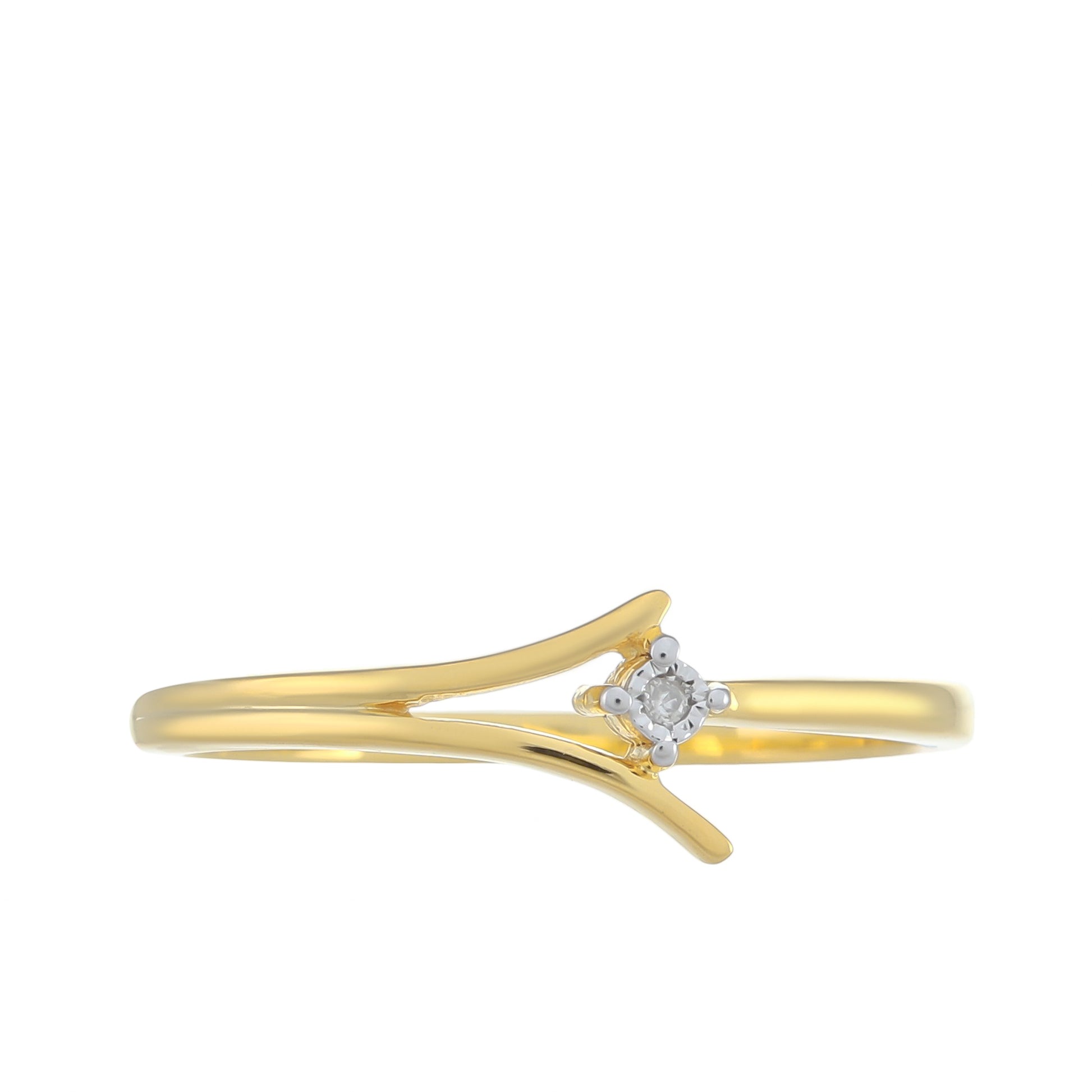 Goldplattierter Silberring mit weißem Diamant 1 