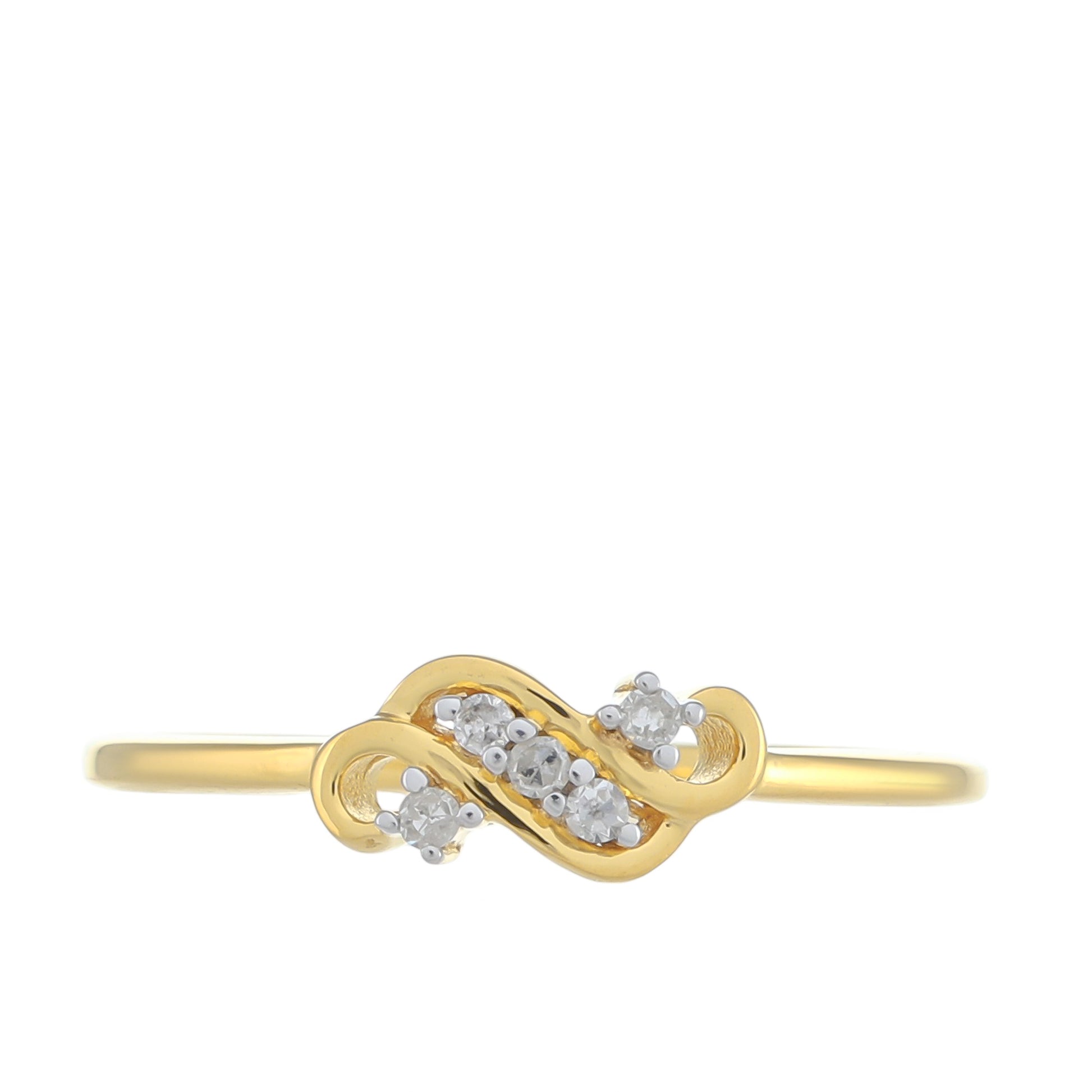 Goldplattierter Silberring mit weißem Diamant 1 