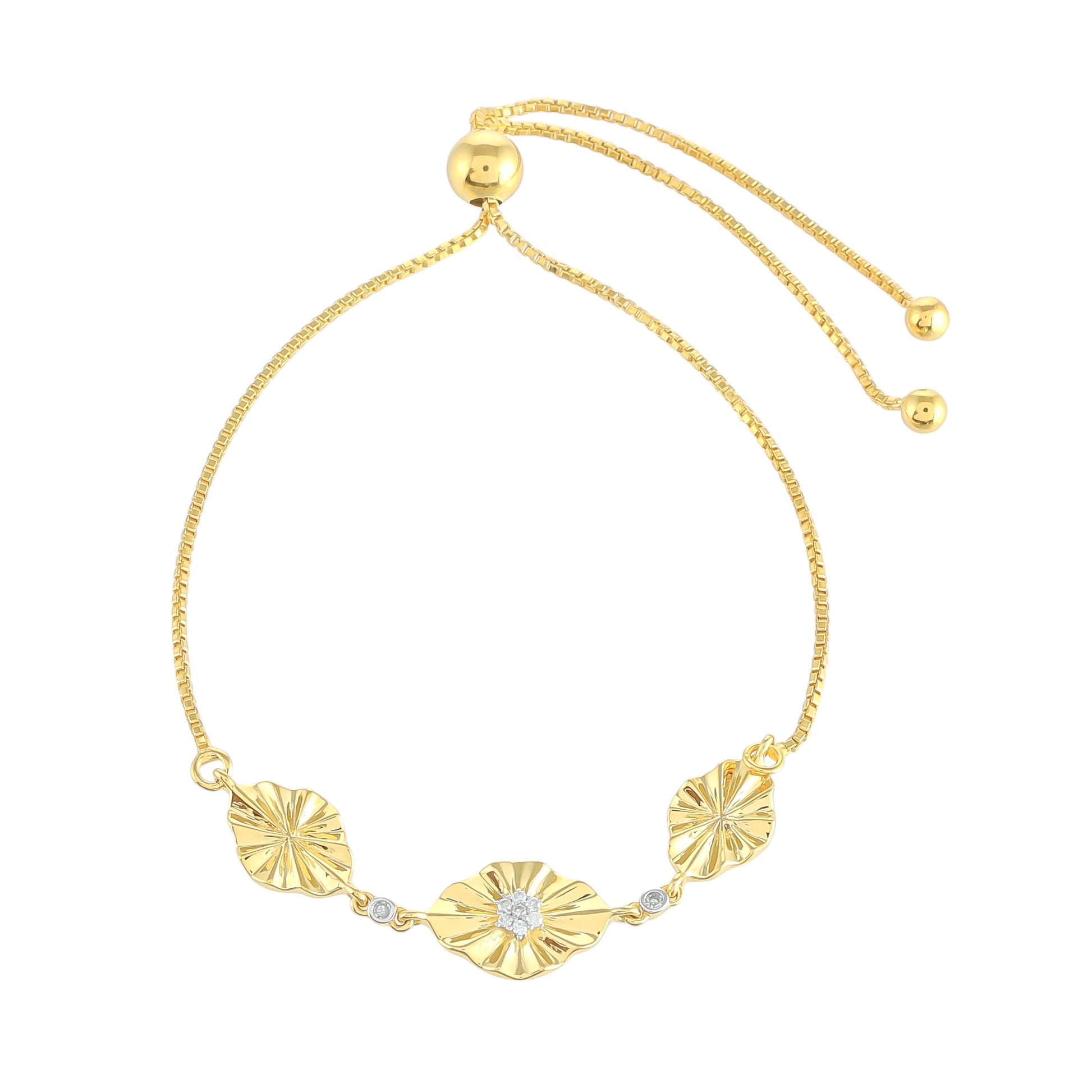 Goldplattiertes Silberarmband mit weißem Diamant 2 