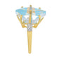 Goldplattierter Silberring mit Türkis und weißem Diamant