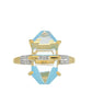 Goldplattierter Silberring mit Türkis und weißem Diamant