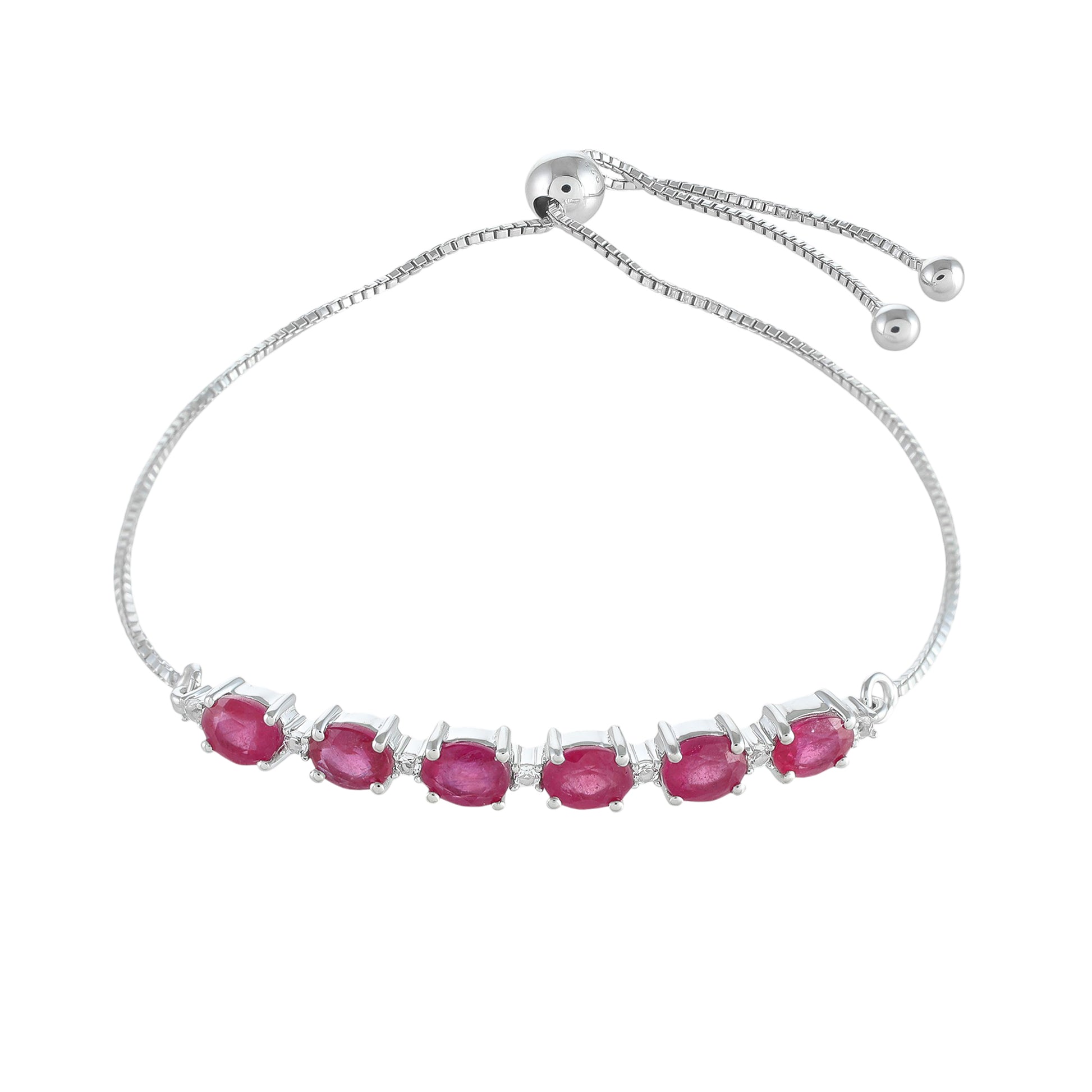 Silberarmband mit Thai Rubin und weißem Topas 1 