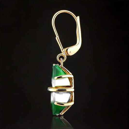 Goldplattierte Silberohrringe mit grünem Onyx und weißem Diamant