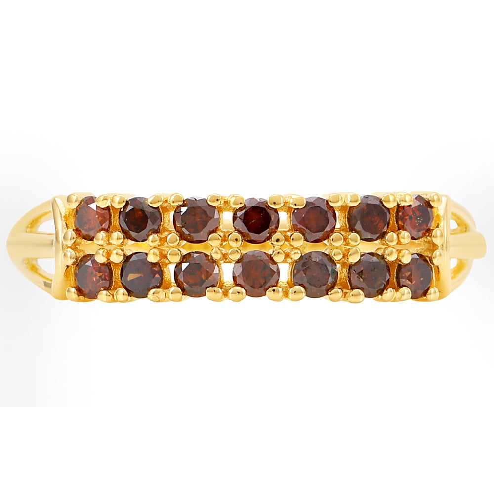 Goldplattierter Silberring mit rotem Diamant