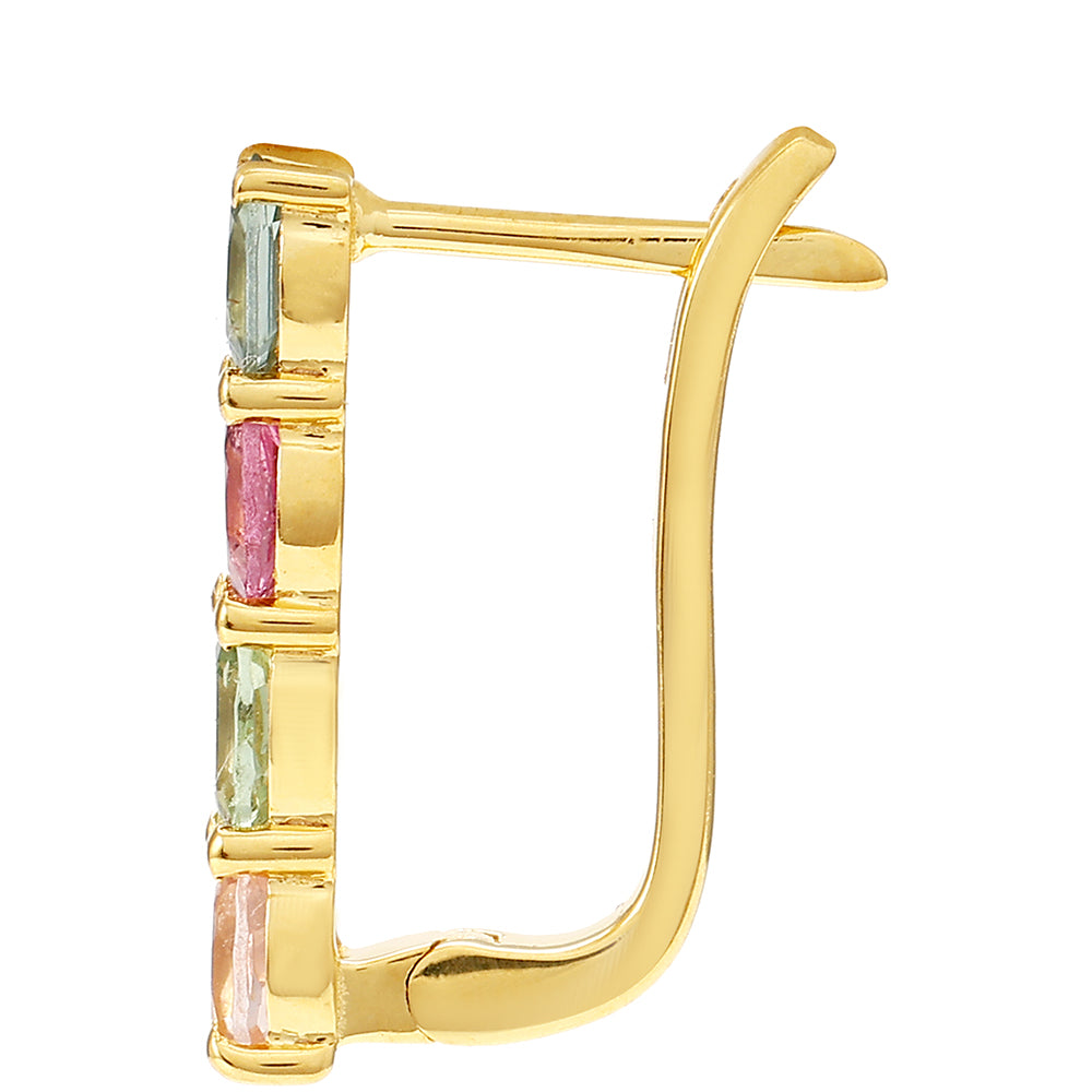 Goldplattierte Silberohrringe mit regenbogenfarbenem Turmalin aus Pelmadulla 2 