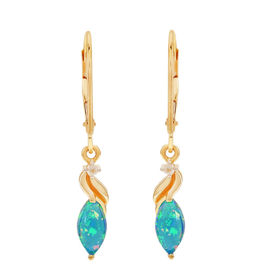 Goldohrringe mit äthiopischem Paraiba-Blauopal und weißem Topas