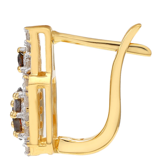 Goldplattierte Silberohrringe mit rotem Diamant